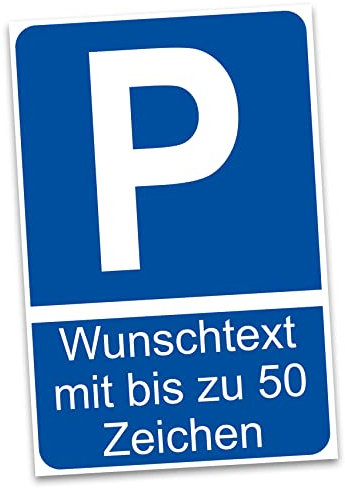 Finest Folia Hinweisschild 20x30cm Alu Verbundplatte für Zaun Tor Tür Pfosten wetterfest robustes Aluminium Schild Parkplatzschild langlebig Aufkleber selbst gestalten (09 Parkplatz + Wunschtext)