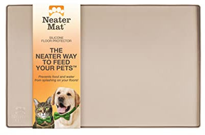 Neater Pet Brands Napfunterlage Hund und Katzen Wasserdicht - Silikon Katzen- und Hundenapf Unterlage - Futtermatte Hund und Katzen Schützt Böden vor Futter und Wasser (40,6 x 25,5 cm, Cappuccino)