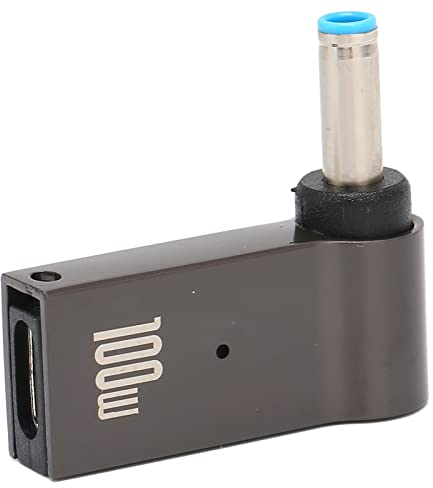 ASHATA Adaptador de USB Tipo C a CC de 100 W, Tipo C en ángulo de 90 Grados, Hembra a CC Macho, Adaptador de 4,5 Mm X 3 Mm, Gatillo de Emulador PD para Computadora Portátil, 4,5 Mm X 3 Mm