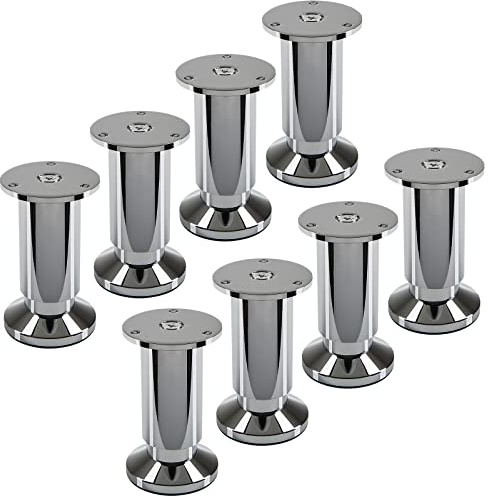 SOTECH 8 pies de Mueble Terra 100 mm Cromo Pulido Regulables | en altura hasta máx. 15 mm, cargables hasta 250 kg / por pie