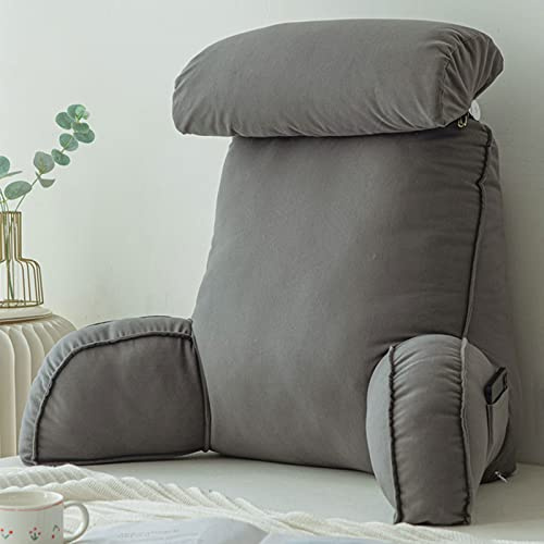 CLEMMO Almohada Lectura Cómoda,Cojín de Lectura,Cojín de Apoyo Trasero Desmontable,con apoyabrazos,Funda Lavable,Ideal como Respaldo para Leer o Jugar