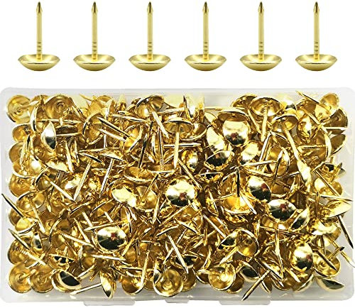 Ruidee 200 Pezzi Chiodini per Tappezzeria Puntine per Pollice Decorative Spille Puntine in Metallo Bullette Borchie Decorative per Mobili Abbigliamento per Divano Sedie Disegno(SFD/Gold)