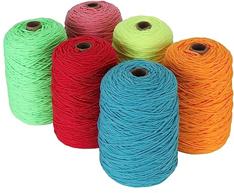 Zerodis Tuftinggarn, 6 Rollen, Schrumpffreies, Fluoreszierende Farbe, 400 Meter je 8 Teile, Teppich-Strickgarn für Heimwerker