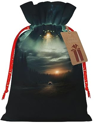 DURAGS Ufo At Night Geschenktasche mit Kordelzug, schicke Stoff-Geschenktüte für Weihnachten – ideal für jeden Anlass