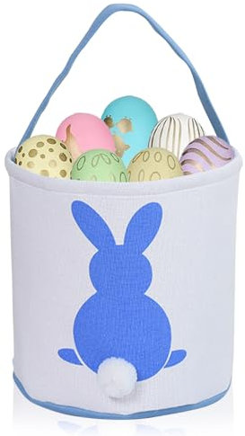 Zkaoai Borse per coniglietti pasquali con coda soffice, coniglietto pasquale per bambini, cestino pasquale per la ricerca delle uova dei bambini, decorazione per feste, giocattoli, b, 23 x 23 cm