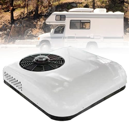 Condizionatore d'aria del tetto di camion, condizionatore d'aria per camper all-in-one, condizionatore d'aria del tetto da 12 V/24 V adatto al condizionatore/riscaldamento del tetto ,White-24V
