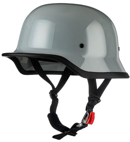 Mezzo Casco Jet Moto Retrò Casco Scodella Portatile,ECE Omologato Mezzo Elmetto Da Moto Vintage Caschi Cromwell Stile Tedesco Scooter Cruiser Unisex Casco Da Motociclista 12,L:59-60CM