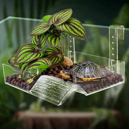 xixibuy Turtle dock floating, Schildkröten terrarium für Schildkrötenliebhaber, Schildkröte insel, Schildkröten plattform, Kletterplattform mit simulierter Begrünung(GRÖSSE : M)