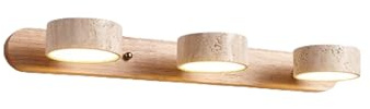 Lampada da toeletta in pietra naturale, applique da parete lineare in legno da fattoria, travertino giallo, 2/3/4 luci, lampada da bagno sopra lo specchio, luce per quadri a LED girevole a 180°