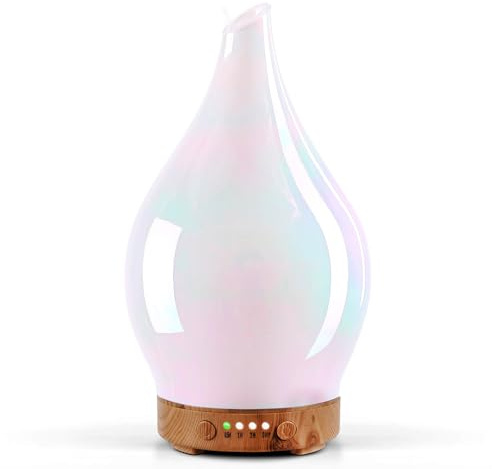 Porseme Oil Diffusers 150ml,Handmade Ultrasonic Essential Oil Diffuser | 7 Colors Changing Humidifier,Electric Diffuser with Timer,Quiet Mist Aromatherapy Diffuser,Air Fresheners for Home White Jade