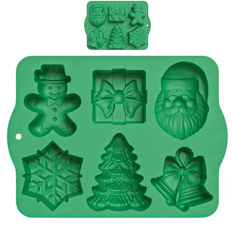 Weihnachten Silikonform 6 Mulden Weihnachten Backform Weihnachtsmann Weihnachtsbaum Glocken Kuchenform Silikon Weihnachts Schokoladenform Für Kekse, Pudding, Dessertschokolade