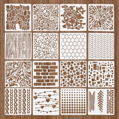 UNICRAFTALE 16 Stück Camouflage Muster Schablonen Geometrische Schablonen Struktur Schablonen Zum Malen Schichten von Hintergrund Vorlagen Wiederverwendbar Zum Malen Auf Holz Stoff Tapeten Dekor