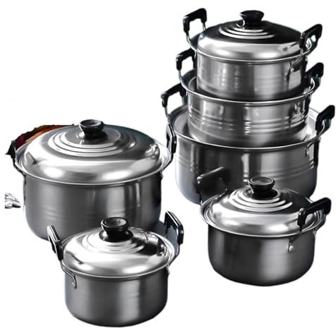KBLDOPN Stock Pot With Cover Double Bottom Stockpot Non-Stick Induction Cookware Stainless Steel Pots Anti-magnetic Cooking Multi-purpose Pots For Induction, Gas & Electric Hobs(C6 30cm)