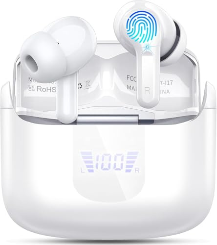 AOTONOK Wireless Earbuds, Bluetooth 5.4 Headphones in Ear with 4 ENC Mic, 40H Wire less Bluetooth Earphones with Deep Bass, HiFi Stereo Wireless Headphones, LED Display EarBuds, USB-C, IP7 Waterproof