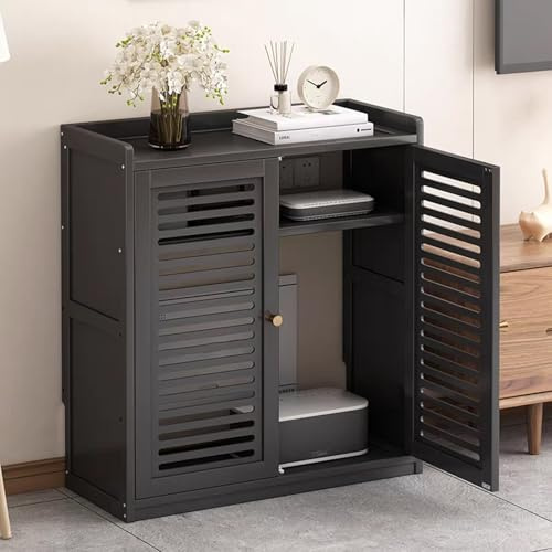 HDZNDH Caja de Almacenamiento WiFi de Bambú, Gabinete de Suelo Independiente para Router y Modem, Organizador de Cables con Estante Decorativo, Mueble para Sala de Estar u Oficina