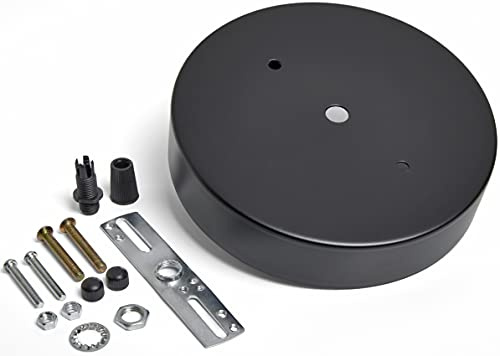 Industrial Rewind Slightly Oversized Light Fixture Canopy Kit. Black 6 Single Hole Ceiling Canopy Light Kit with Hardware, Extra Depth and Width Than Standard Canopies