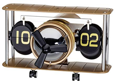 Eichmüller Deko Flip Uhr - Flieger Design - Gold/Silber - Tischuhr
