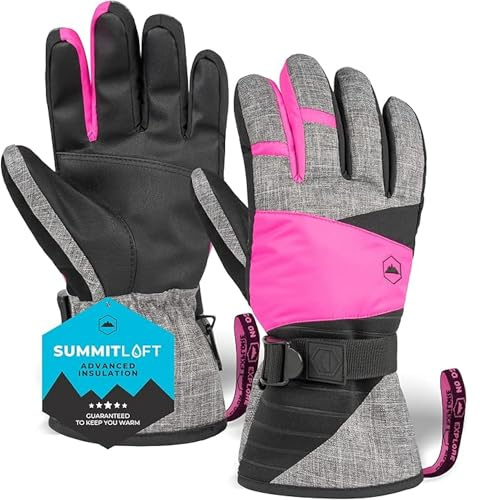 Tough Outdoors Womens Ski Gloves - Waterproof Gloves Women Ski Snow Snowboarding - Thermal Winter Glove Women Waterproof