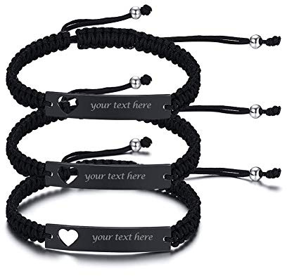 VNOX Personalisierte Gravur Paare Schwestern Freundschaft Brautjungfer Familie Schmuck-Set für 2/3/4/5 Edelstahl Geflochtene Hohl Herz Bar Armband für Frauen Männer