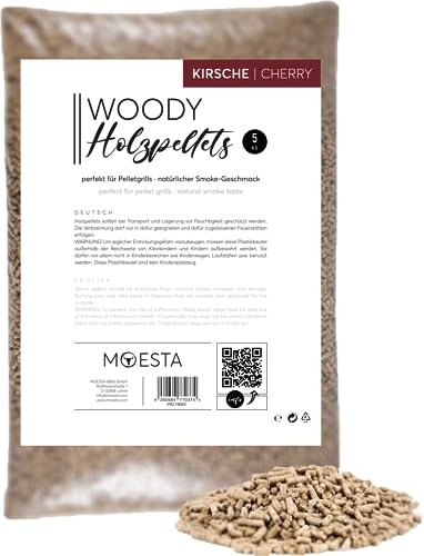 MOESTA-BBQ 19301 5kg Sheriff Hartholz Pellets - Rauch-Aroma für jeden Geschmack - Kirsche - Süßlich, Smoky oder Spicy
