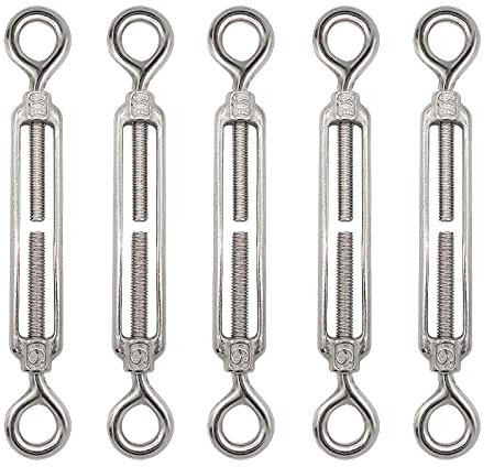 M6 Eye & Eye Spannschloss 304 Edelstahl Spannschloss Heavy Duty Drahtseil Spannung 5 Stück