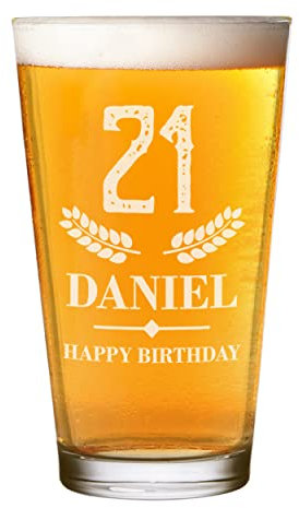 Personnalisé Pinte Verre Shaker Age Joyeux Anniversaire Blé N'Importe Quel Nom Artisanat Bière Cider Personnalisé Anniversaire Papa Grand-Père des Pères Jour