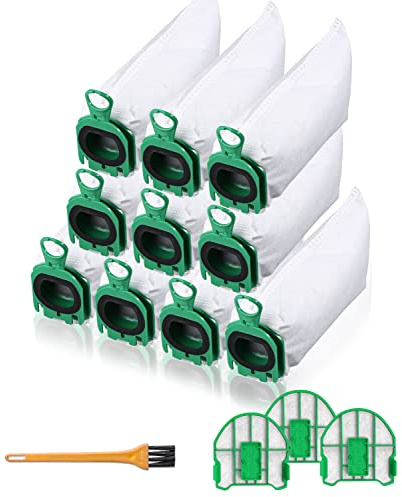 10 Stück Staubsaugerbeutel für Vorwerk Kobold VB100 FP 100 Premium Filtertüten mit Motorschutzfilter und Reinigungsbürste Ersatz Staubbeutel für Kobold VB100 Akku-Staubsauger