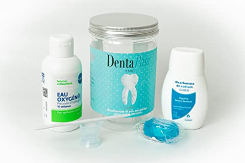 Bicarbonate de Soude Dentaire + Eau Oxygénée Dentaire | Kit Complet | Pâte de Keyes, Bicarbonate pour Soin des Dents | Gingivite, Aphte, Tartre