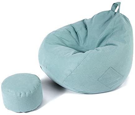 FBKPHSS Fodera Puff Poltrona, Lavabile Pouf a Sacco Senza Imbottitura con Rivestimento Poggiapiedi Velluto Bean Bag Cover per Decorazione della Camera da Letto,Light green,100 * 110cm