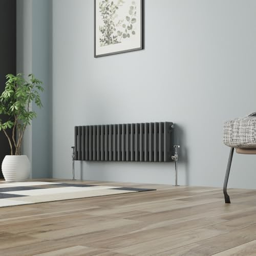 NRG Radiatore a colonna Antracite 300x1012mmTriple Tradizionale Ghisa Stile Riscaldatore Interni Designer Orizzontale Bagno Radiatori