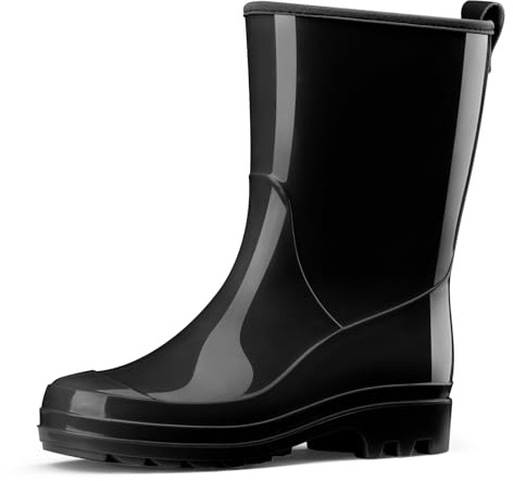 HISEA Women's Mid Calf Rain Boots, Waterproof Garden Shoes Lightweight Rubber PVC Rainboots with Wide Toe Box, Anti-Slip Outdoor Work Boots for Gardening Farming Walking