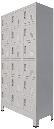 Keketa Schließfachschrank mit 18 Fächern Metallschrank Spind Umkleideschrank Lagerschrank Metallspind Kleiderschrank Mehrzweckschrank für Büro Wohnzimmer 90x40x180 cm Grau