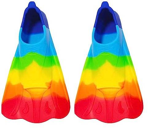 Rainao Kurzflossen, Taucherflossen, Schnorcheln Schwimmflossen, Helle Regenbogen-Silikon-Trainingsflossen, Bodyboard-Flossen, Bequeme Schnorchelflossen Für Kinder, Kurze Schwimmflosse Für Jugendliche