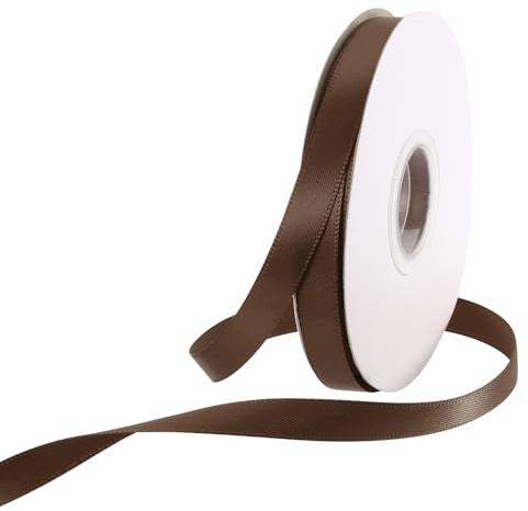 Rebower 50 yard/150 m satinband tjockt dubbelsidigt grosgrain sidenband, [för presentförpackning, hårrosetter, bröllop, tårta, blomma] – 1 cm (3/8 tum) kaffe