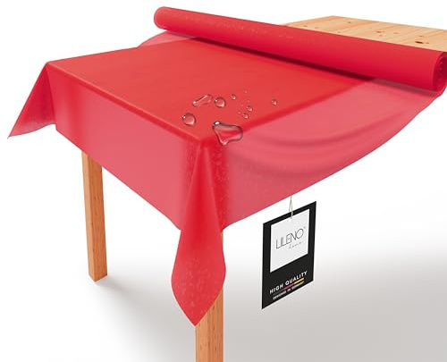 LILENO HOME Rotolo di tovaglia 1,10 x 25 m, tovaglia rossa in tessuto non tessuto, simile al tessuto, lavabile, al metro, rotolo di carta usa e getta, alternativa