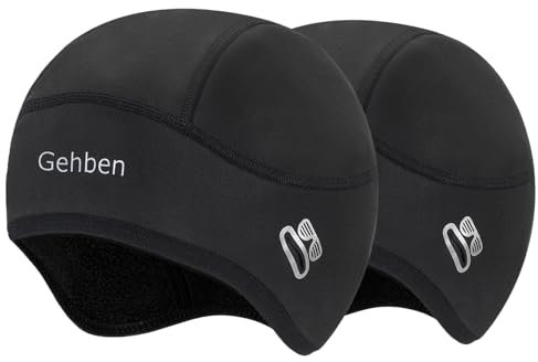 Gehben Fahrradmütze unter Helm - 2er Pack - Warme Fahrrad Mütze Winter Herbst - Winddichte Helmmütze Fahrrad - Mütze unter Fahrradhelm Skihelm - Warm Fahrrad Cap Fahrradzubehör E-Bike-B2