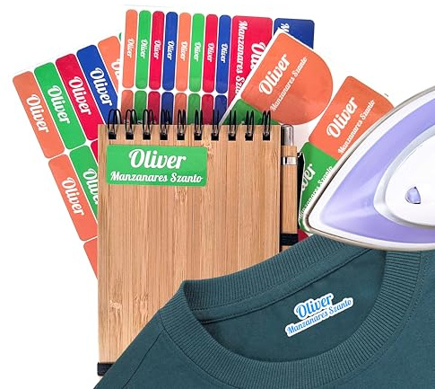 112 Etiketten, 50 Etiketten für Kleidung und 62 personalisierte Etiketten zum Markieren von Gegenständen, laminierter Schutz, wasserfeste Aufkleber für Schuhe, Stifte, Schulanfang
