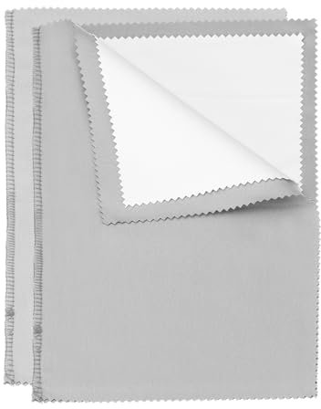 PATIKIL 12.6x9.8 Jewelry Cleaning Cloth, 2 Pack Polishing Cloth Pure Cotton Cleaning Cloths Double Layer for Gold Silver Coins, Gray