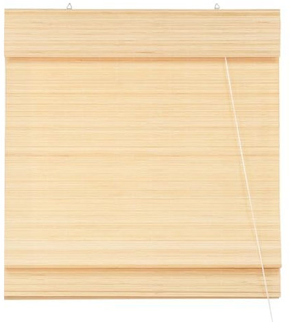 Victoria M. Bambus Raffrollo Sonnenschutz Sichtschutz Rollo Seitenzugrollo, für Fenster und Türen, Blickdicht, 90 x 130 cm, Natur