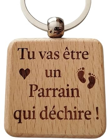 Porte clés en bois pour un futur papa - futur papi - futur parrain - futur tonton
