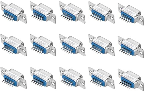 sourcing map VGA Connector VGA15 Female Socket 15-pin 3-Row Female Serial Port Terminal Breakout,for Mechanical Equipment CNC Computers Pack of 15