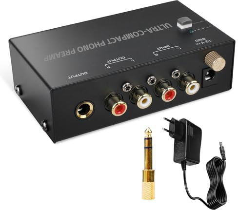Phono Preamplificatore, Phono Preamplifier, Preamplificatore Phono, Phono Preamp per Giradischi Con Adattatore Dc Da 12 Volt