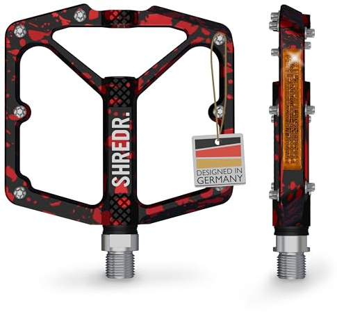 SHREDR. Shine Pedale für MTB | Hochwertige Flatpedals fürs Mountainbike | Mit Reflektoren (StVZO konform) | Special Edition - Unikat