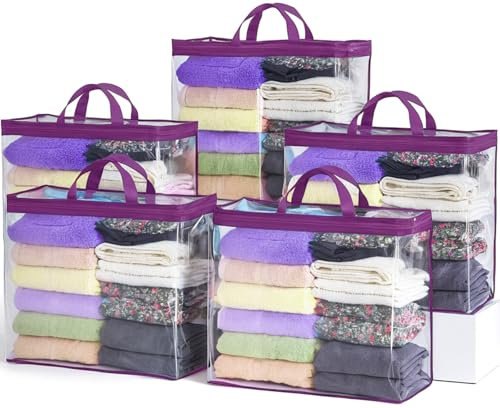 Bolsa de almacenamiento transparente con cremallera, cajas de almacenamiento plegables, bolsas organizadoras de almacenamiento de 22 litros para ropa de cama, CD, mantas, edredones, ropa y juguetes