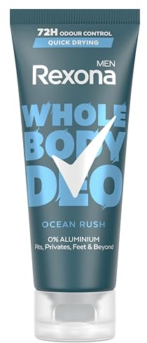 REXONA MEN Déodorant pour Tout le Corps Homme Crème 72h Ocean Rush 75ml | Anti-Transpirant,96h d'efficacité Anti-Transpiration & Anti-Odeurs,3x Plus Efficace, Testé dermatologiquement,Texture crème