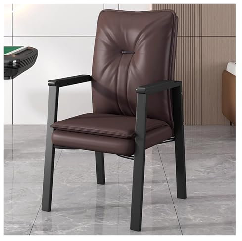 Klassischer Chefsessel aus braunem Leder, hohe Rückenlehne, Akzentsessel mit gepolsterten Armlehnen und stabilem Metallrahmen, perfekte Gästesitzgelegenheit für Büro und Zuhause
