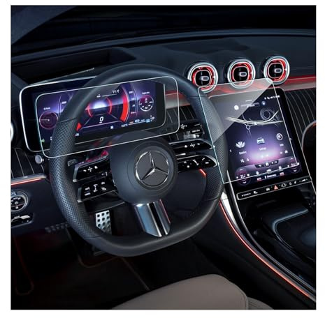LANTU Série HD 9H Lot de 2 films de protection d'écran pour Mercedes Benz Classe C W206 2021-2025 et GLC X254 2022-2025 avec navigation 11,9 et film de protection d'écran pour cockpit 12,3