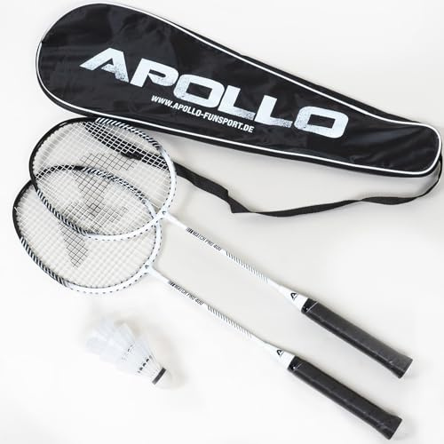 Apollo Badmintonracket Pro 400 - Lätta aluminiramar med fjäderbollar, träningsset för barn och vuxna