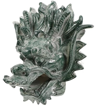 Mobestech Drachenkopf Springbrunnen Wasserhahn Wandbrunnen Gartenbrunnen Harz Ornament Gartenmauer Wasserspiel Villa Außendekor