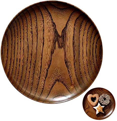 MAGICLULU Dinner Plates Wood Serving Board Japanese Wooden Dishes Snack Storage Dessert Plate